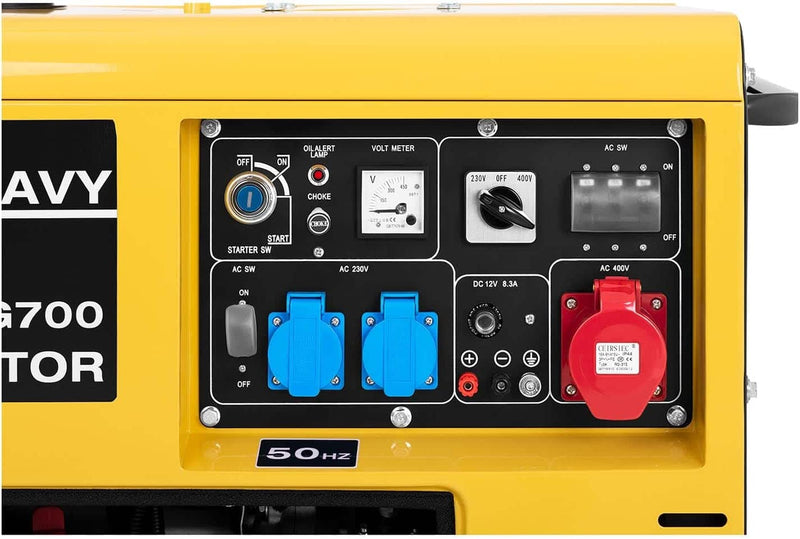 Generatore Diesel Silenzioso 7.5 kW Generatore di emergenza con avviamento elettrico 2x 230V, 1x 400V 7500W