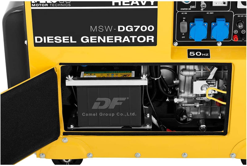 Generatore Diesel Silenzioso 7.5 kW Generatore di emergenza con avviamento elettrico 2x 230V, 1x 400V 7500W