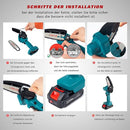 Mini motosega a catena con batteria, 21 V, 4 pollici, mini motosega con 2 batterie e caricabatterie, con una sola mano, illuminazione a LED per cesoie da giardino, tagliasiepi in legno